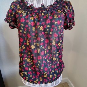 NWOT 21 FLORAL PEASANT BLOUSE SIZE SP